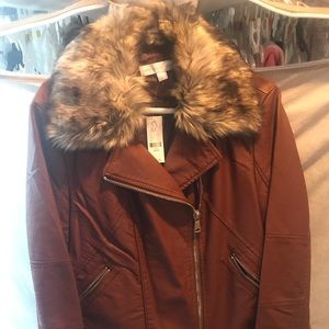 Brown fur New York and company Moto jacket
